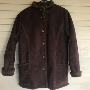 L.L. Bean suede sherpa lined barn coat